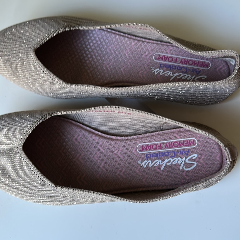 Skechers Cleo Flats Memory Foam Metallic Fibers Stretch Fit - Picture 13 of 13